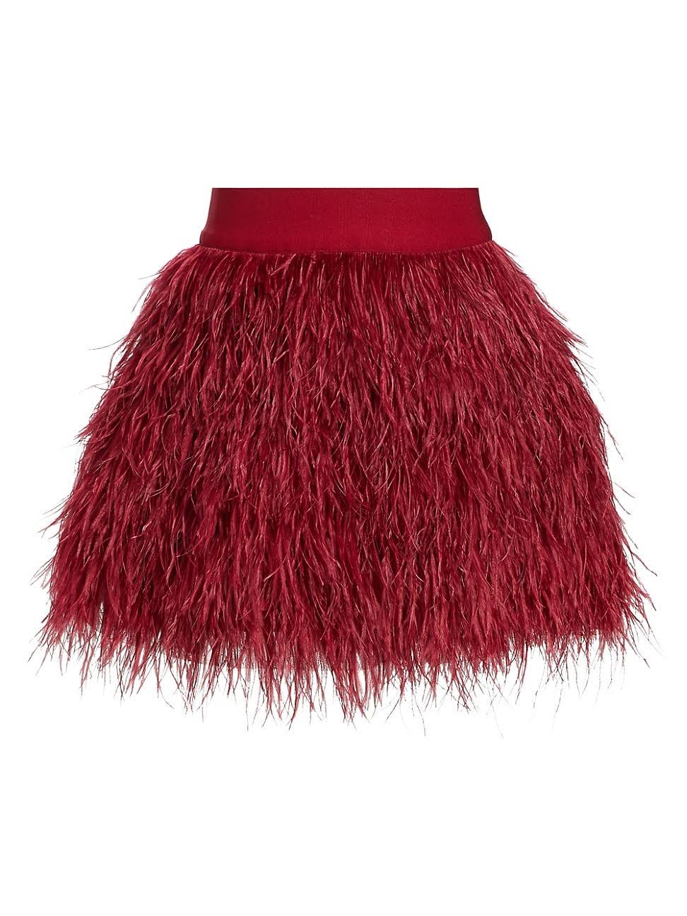 Alice + Olivia Cina Feather Skirt - White - Mini Skirts