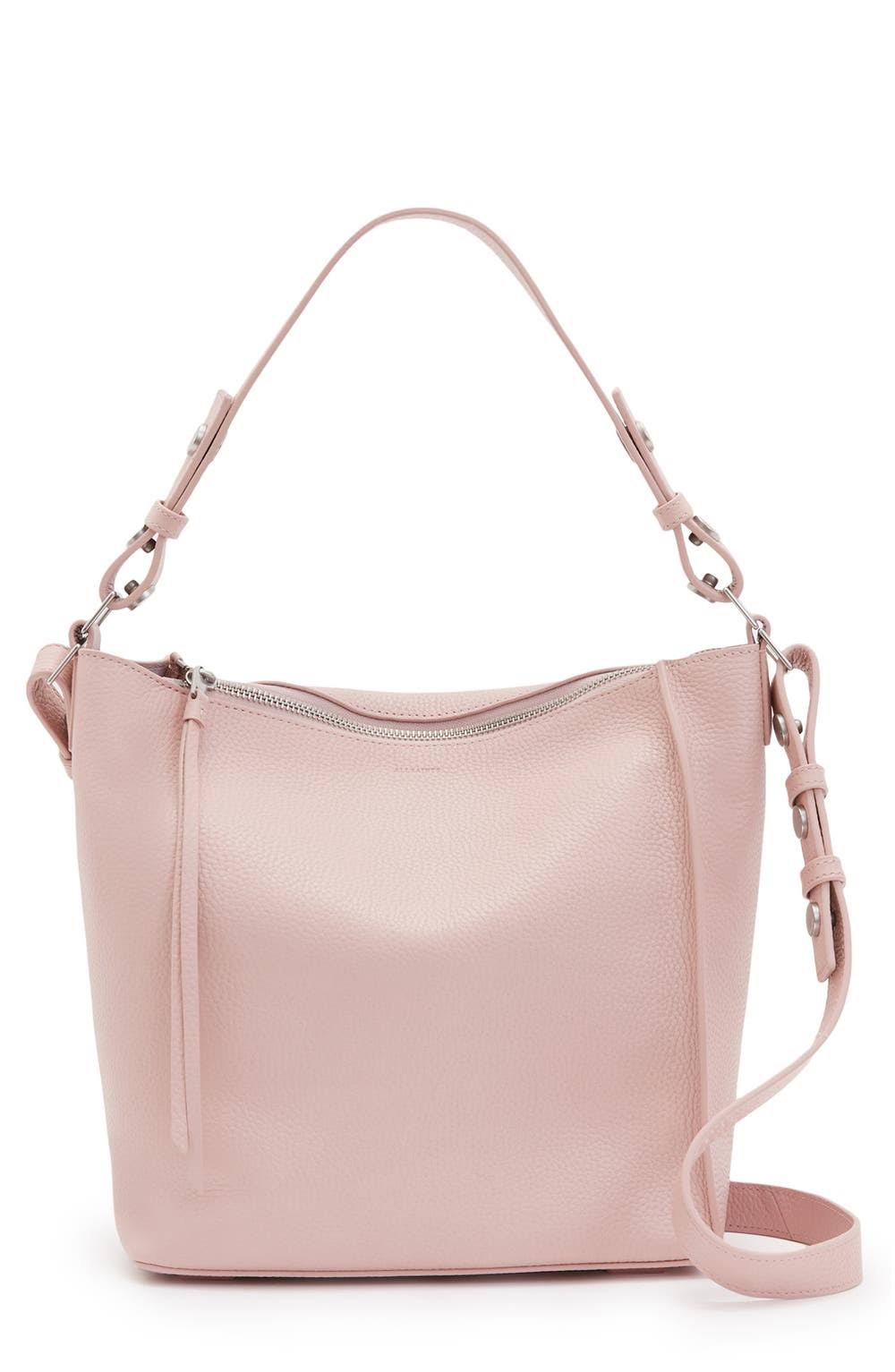 Allsaints Kita Leather Messenger Crossbody Bag In White