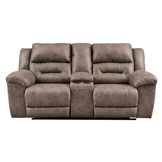 Ashley Stoneland Fossil Reclining Console Loveseat