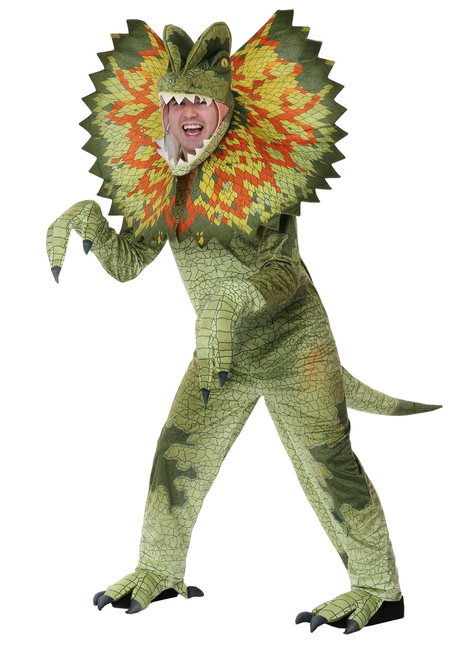 Adult Dilophosaurus Costume, Size: Small, Green