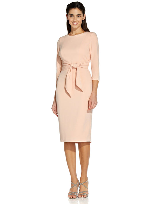 Adrianna Papell Tie Waist Crepe Sheath Dress In Hunter At Nordstrom, Size 12