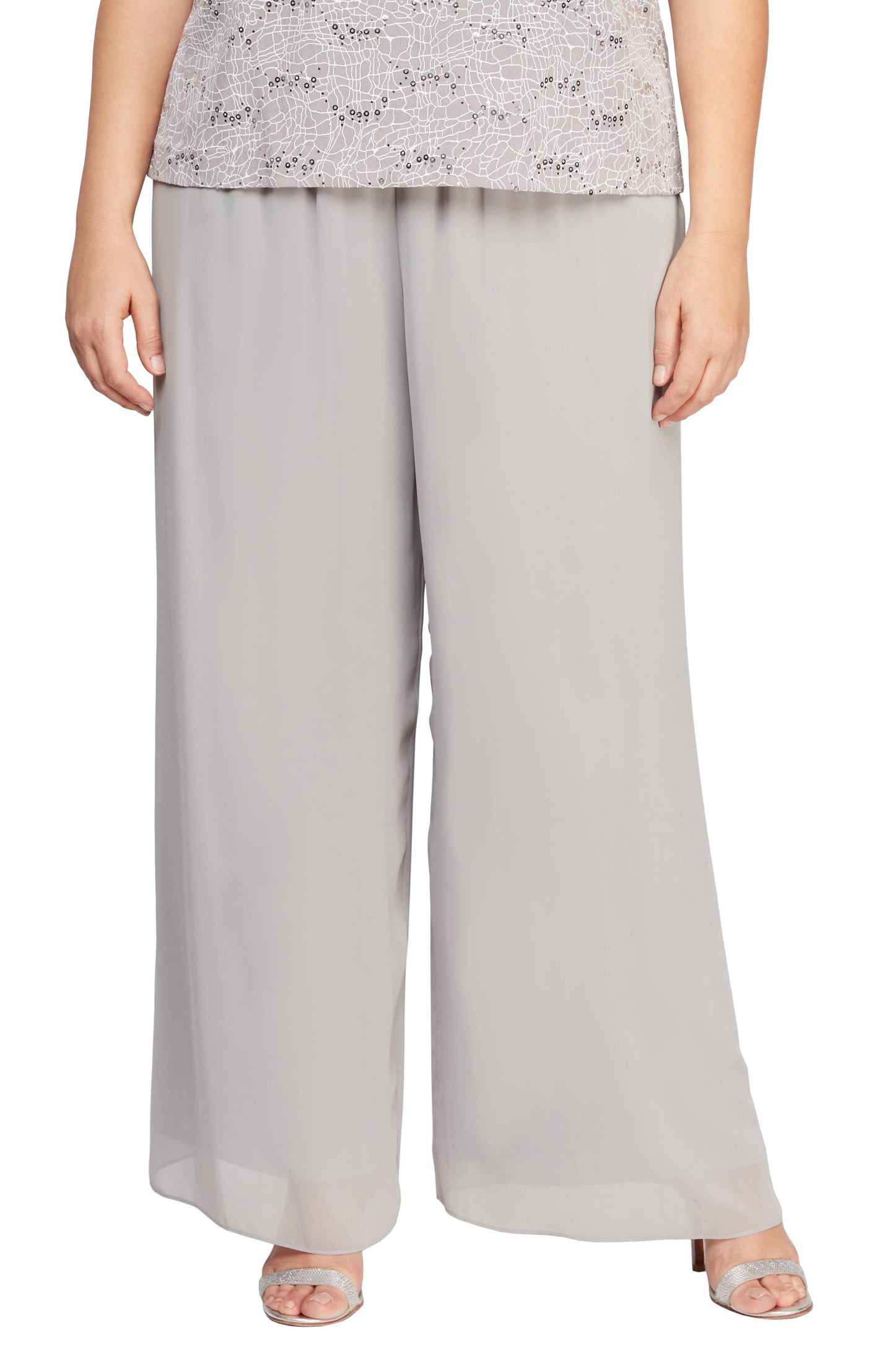 Alex Evenings Women s Peacock Chiffon Pants - Dove - L