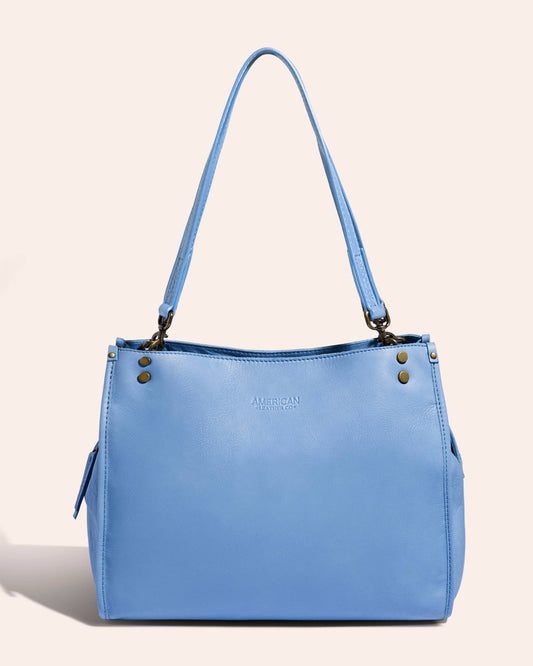 American Leather Co. Lenox Triple Entry Satchel ,Ocean Blue