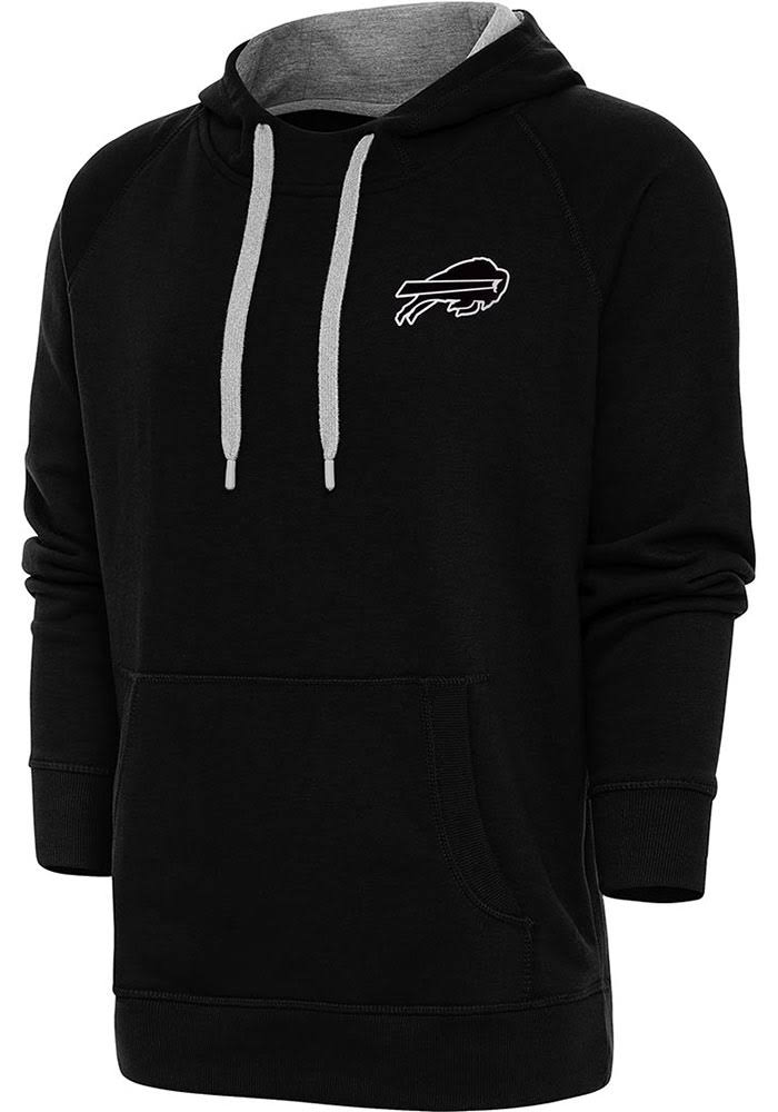 Antigua Buffalo Bills Black Metallic Logo Victory Long Sleeve Hoodie, Black, 52% Cot / 48% Poly, Size L, Rally House