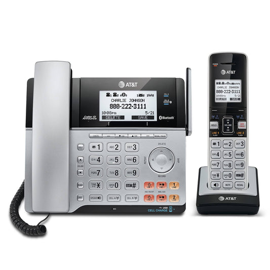 At&T 2-Line Connect To Cell Corded/Cordless Answering System With Caller Id/Call Waiting Tl86103