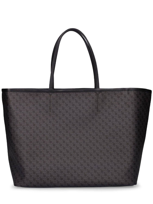 Anine Bing Emma Tote - Black Monogram Print