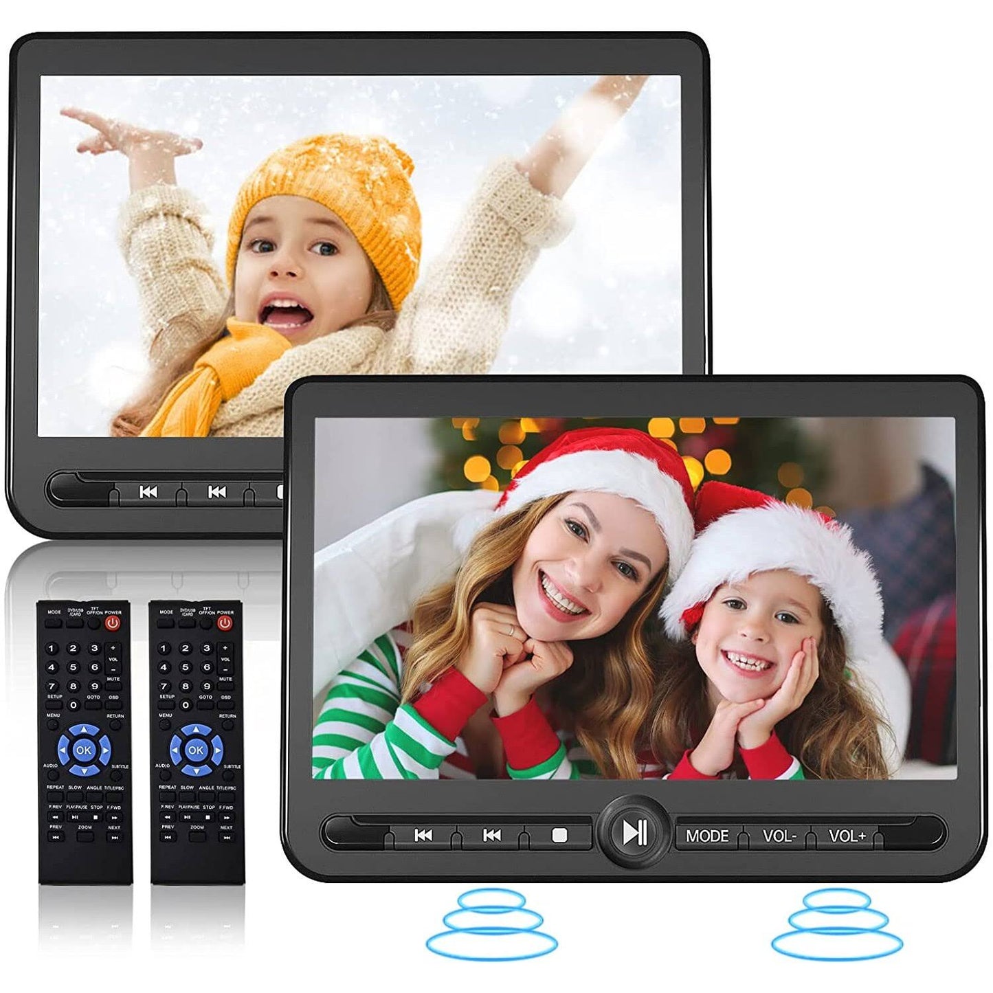 10.5 Dual Portable Dvd Player, Arafuna Rechargable Car Dvd Player Dual Screen Play A Same Or Two Different Movies, Headrest Dvd Player For Car With 5