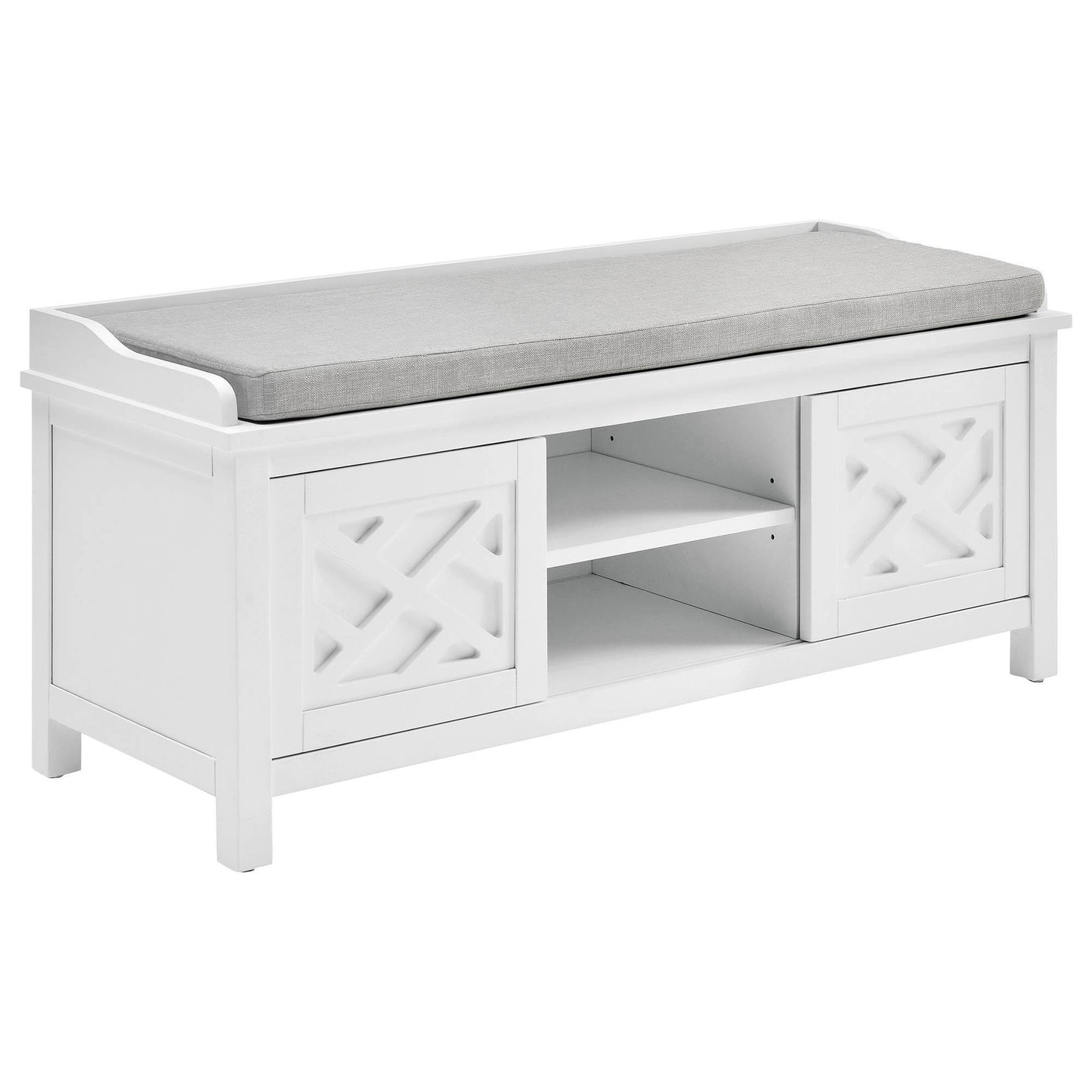 Alaterre Furniture Coventry 45W White Wood Storage Bench With Cushion