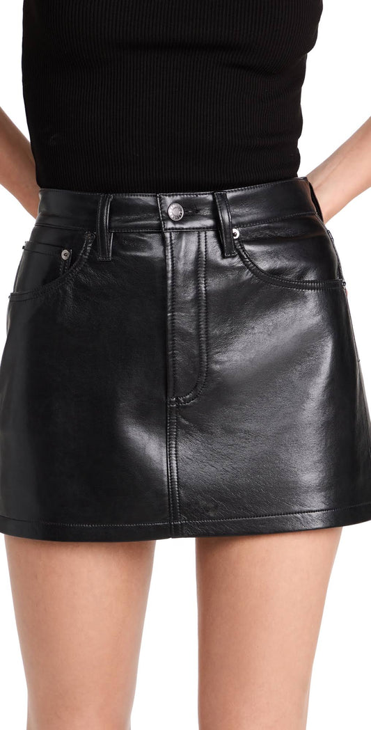 Agolde Recycled Leather Liv Mini Skirt Detox Black