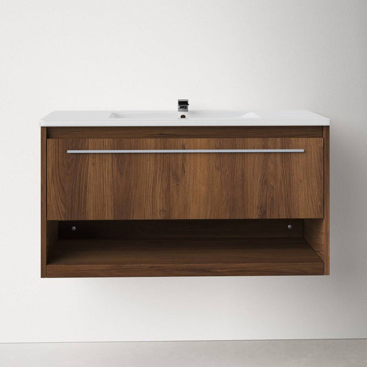 Andover 40 Wall-Mounted Single Bathroom Vanity Set Allmodern Base Finish: Walnut Brown