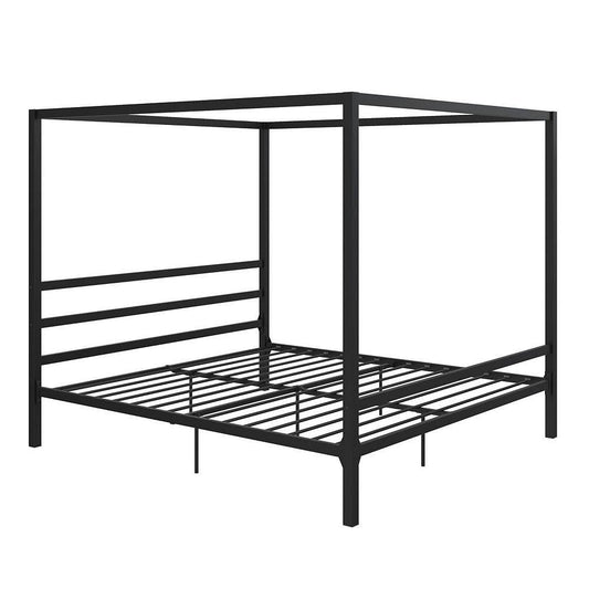 Atwater Living Cara Metal Canopy Bed, Black, King