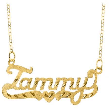 24kt Gold Over Sterling Silver Single Name Plate, 18 Inch Silver-Tone Figaro Chain, Women s, Grey Type