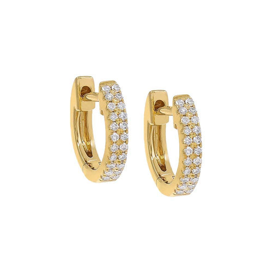 14k Gold Diamond Double Row Huggie Earring | Adina Eden Jewels 14k Gold / Single