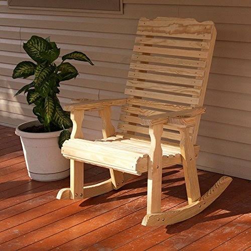 Amish Heavy Duty 600 Lb Roll Back Pressure Treated Rocking Chair (Unfinished)