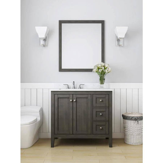 Allen + Roth Everdene 36-In Gray Undermount Single Sink Bathroom Vanity With Carrera White Engineered Stone Top | Wslw36lgv