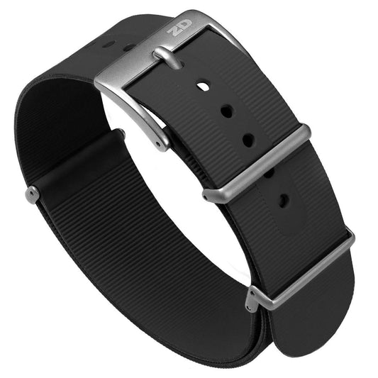 Zuludiver 328 Black 22mm Rubber Nato G10 Watch Strap Polished Buckle