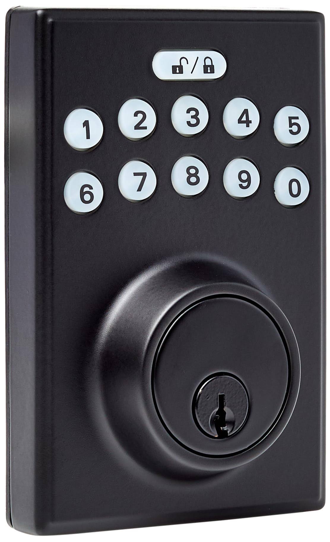 Amazon Basics Contemporary Electronic Keypad Deadbolt Door Lock, Keyed Entry, Matte Black